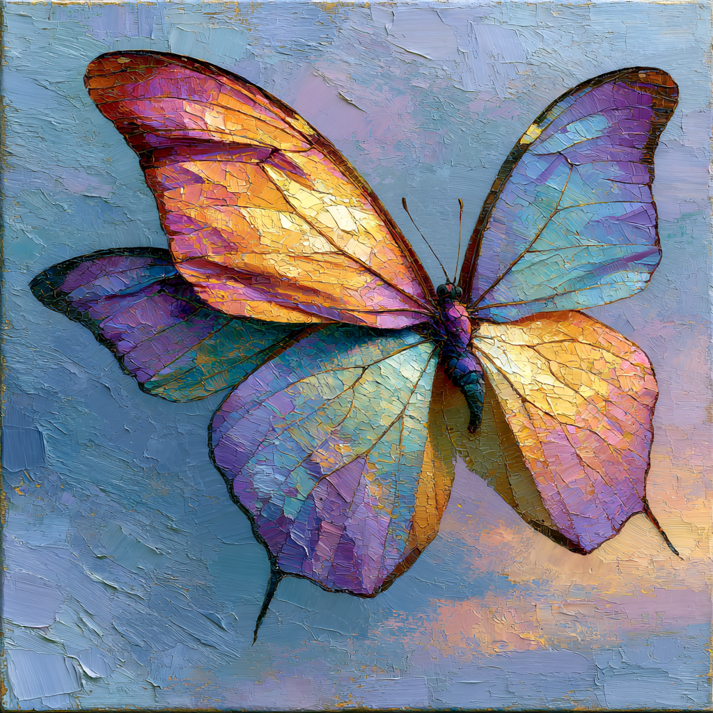 An irridescent butterfly with a third wing