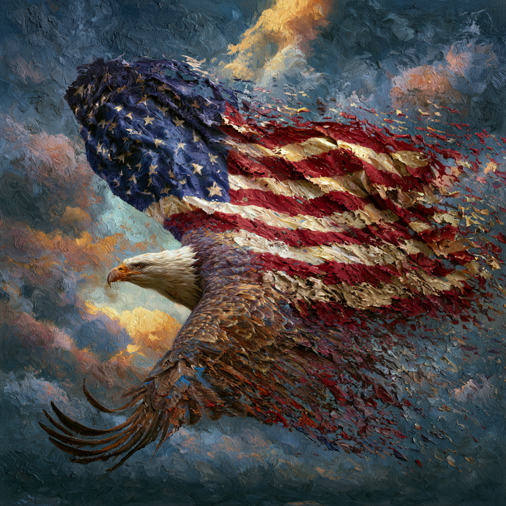 Aquarius 9 - A national USA flag mid-transformation into a majestic eagle