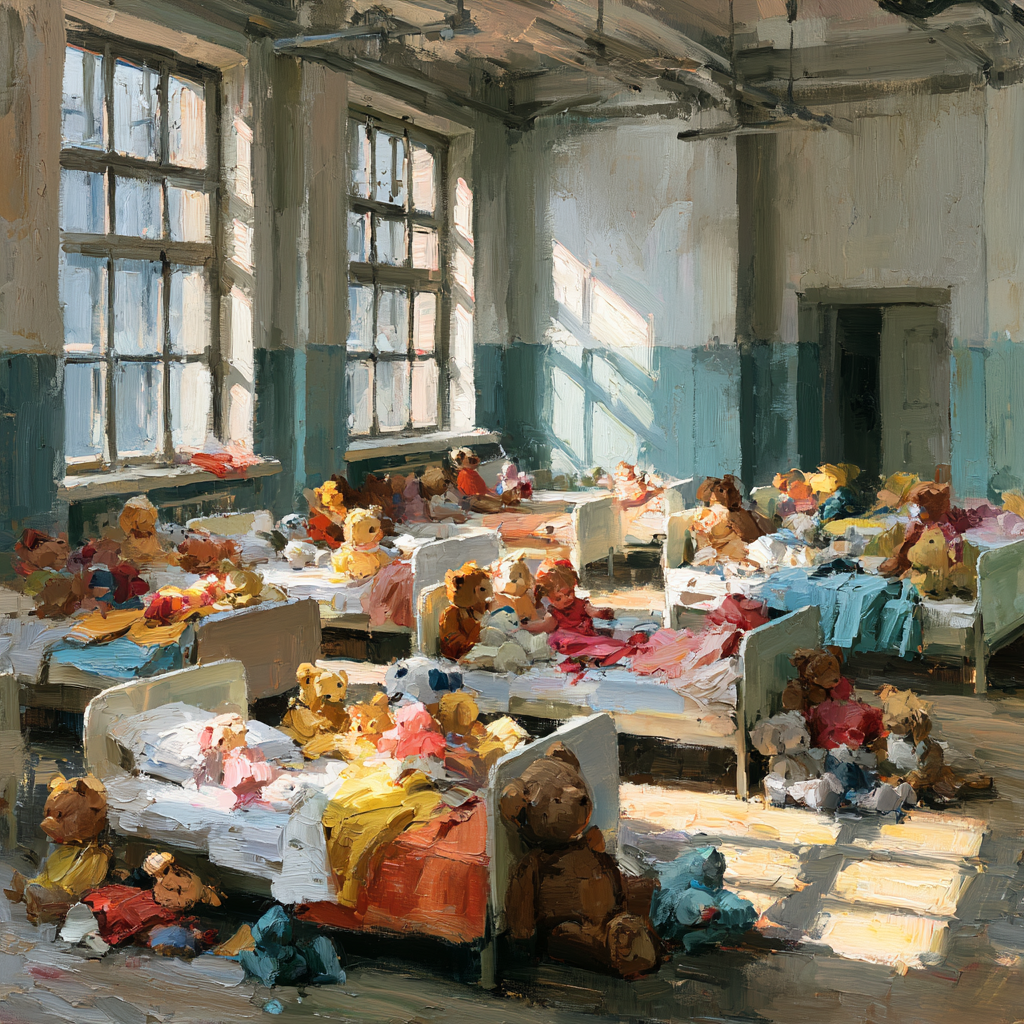 Capricorn 15 - A sunlit hospital children's ward filled with colorful toys and stuffed animals