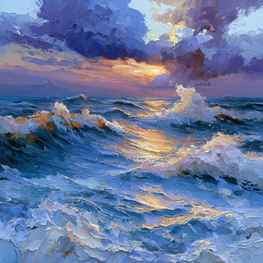 Sagittarius 2 - A vast ocean surface covered with brilliant white-capped waves under a dramatic windswept sky