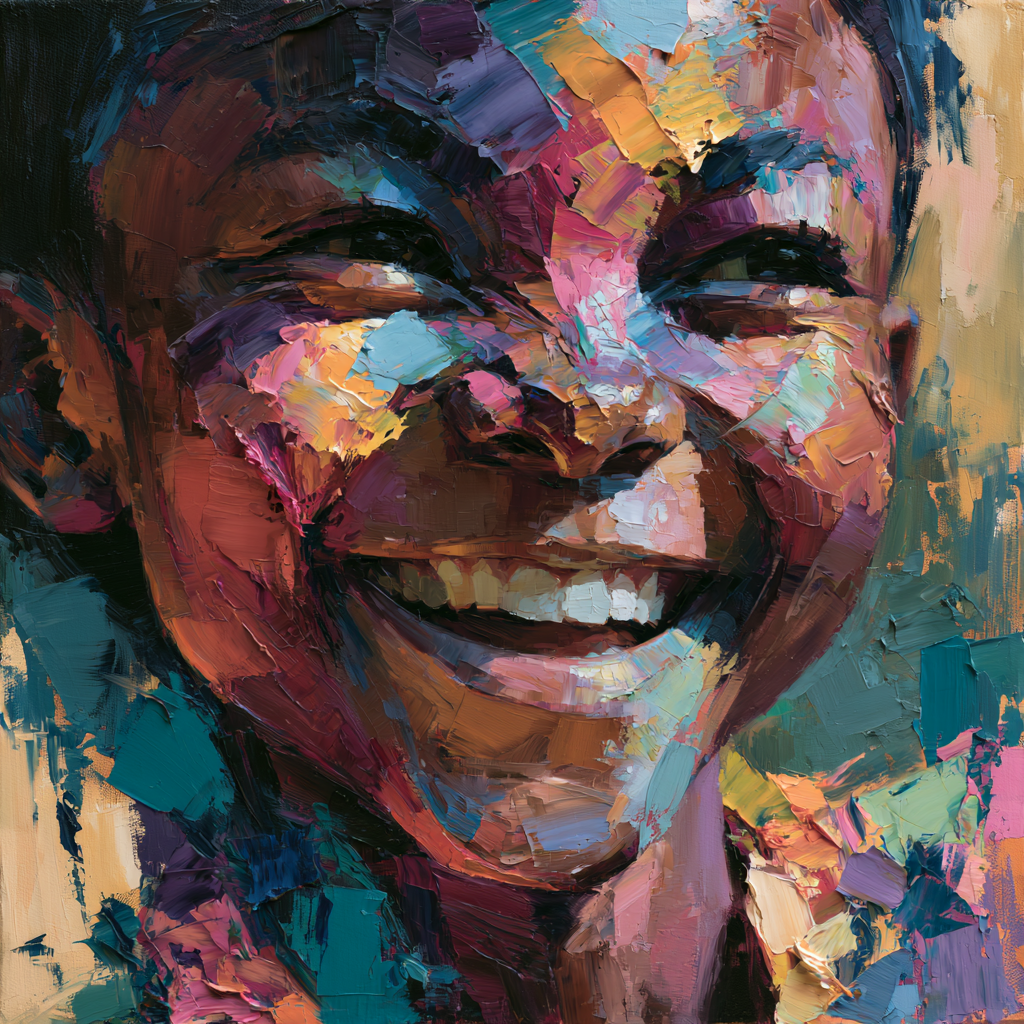 A young black girl's face caught in the exact moment a genuine smile breaks through