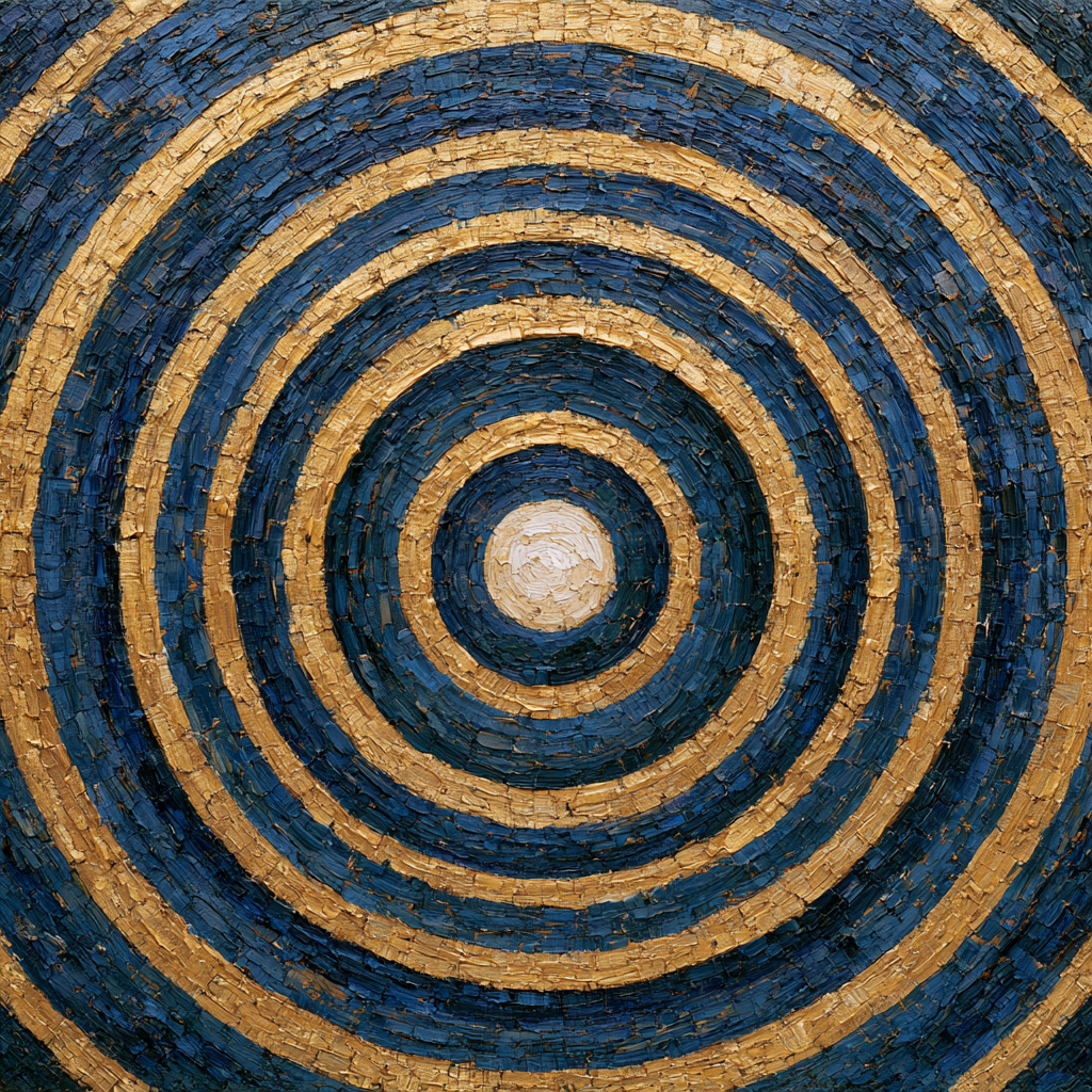An abstract image of circular paths concentric rings or a labyrinth-like spiral