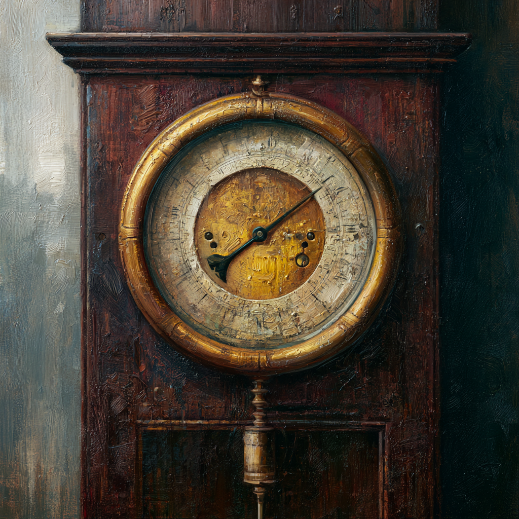 Aquarius 13 - An antique mercury barometer mounted on a dark wooden panel