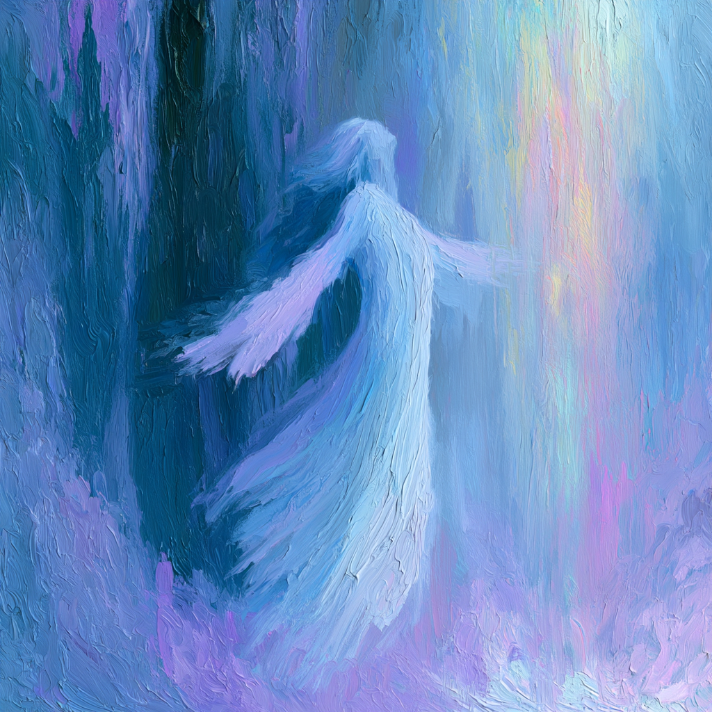 Capricorn 26 - An ethereal water spirit dancing gracefully within the iridescent mist of a cascading waterfall