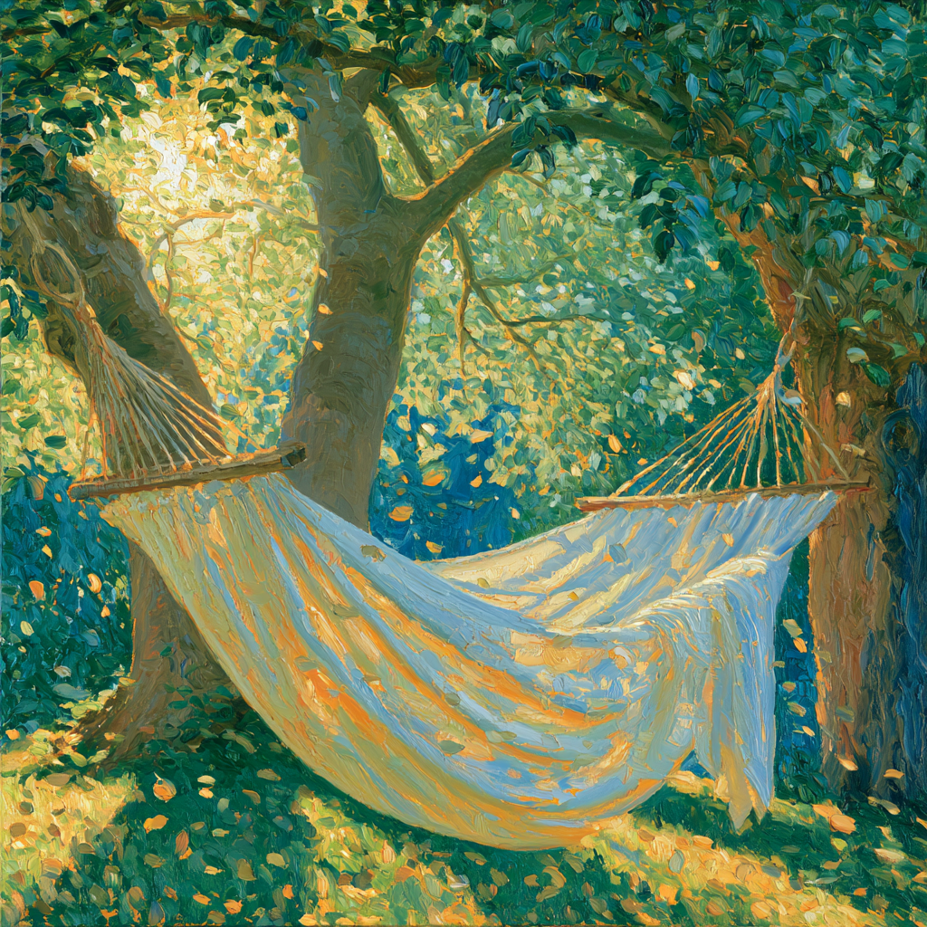 Aries 18 - An empty hammock stretched gently between two large trees