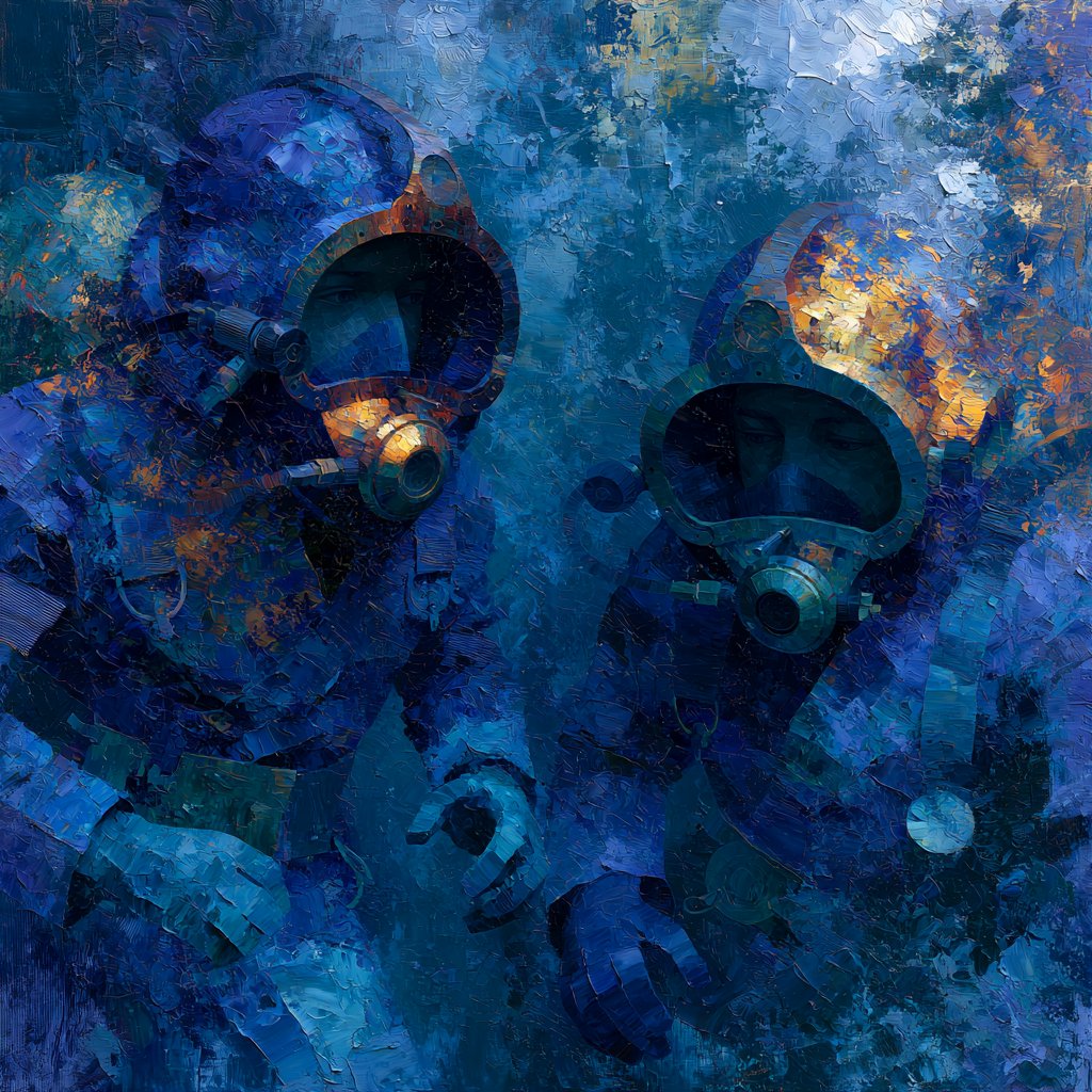 Deep sea-divers deep in the ocean