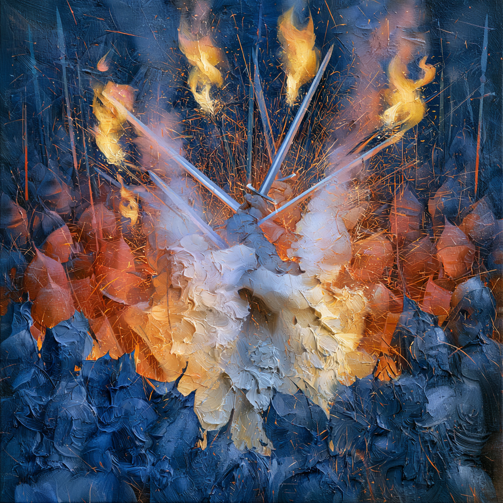 Taurus 17 - A dramatic clash of gleaming swords and blazing torches