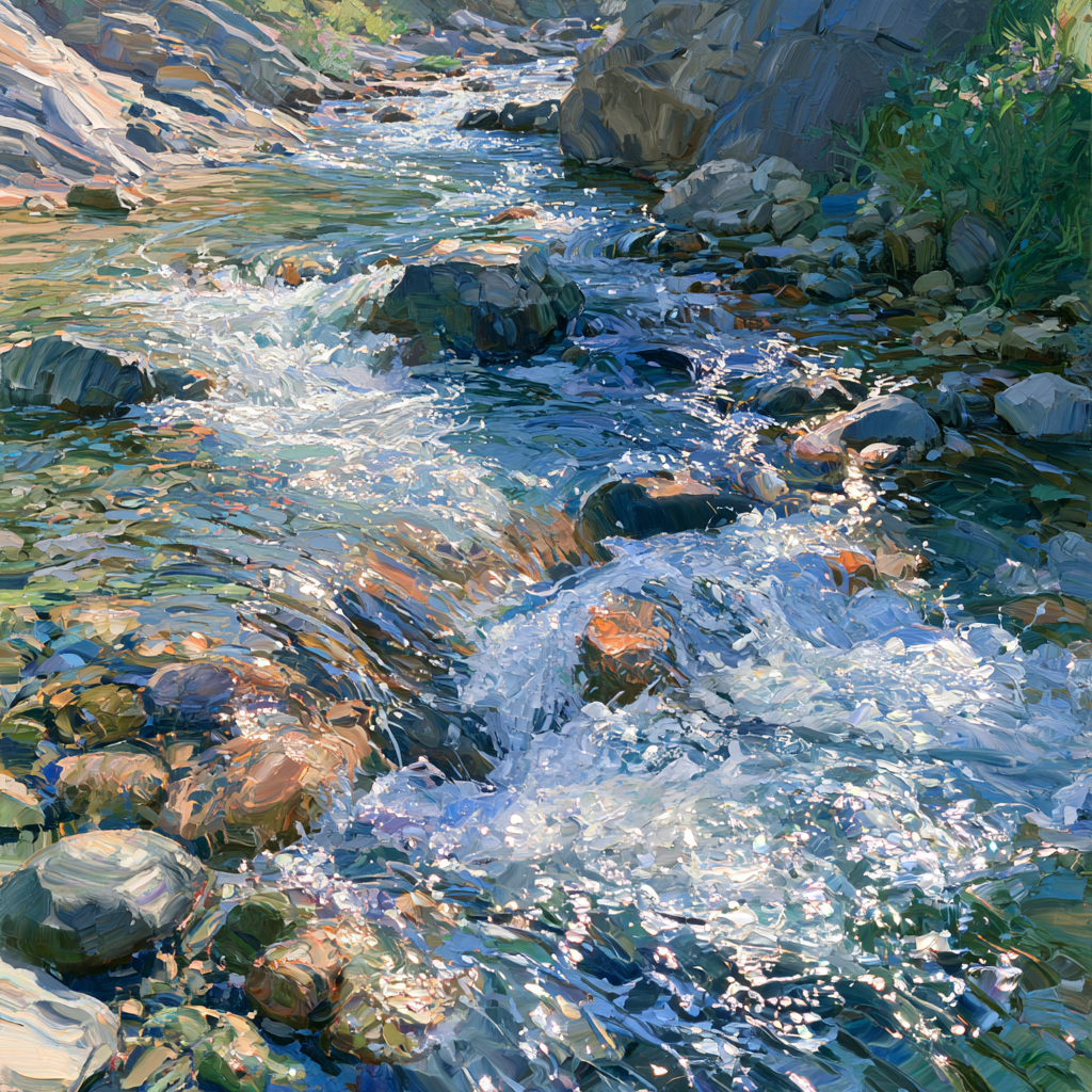 Taurus 1 - A clear mountain stream rushing swiftly over smooth stones