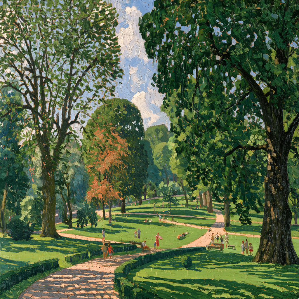 Taurus 25 - A large, well-kept public park with manicured lawns, mature trees, and winding paths